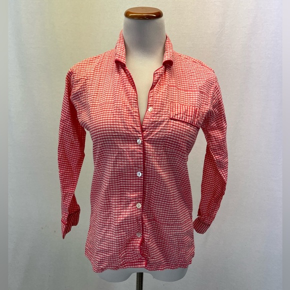 maria de la orden Other - Maria De La Orden Pink Check 100% Cotton Long Sleeve Button Pajama Top Sz. S